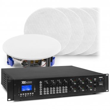 Power Dynamics 6 zónový zvukový systém se zesilovačem PRM606 s BT a 12x vestavěnými reproduktory (bílý)