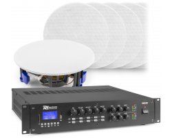 Power Dynamics 2 zónový zvukový systém se zesilovačem PRM1202 s BT a 12x vestavěnými reproduktory (bílá)