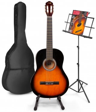 MAX SoloJam Westernová akustická kytara se stojanem na noty a kytaru – Barva Sunburst