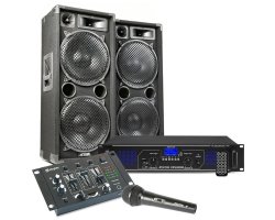 Max MAX212 DJ Set reproboxů se zesilovačem a mixpultem 2800W
