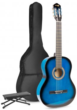 MAX SoloArt Klasická akustická kytara s podnožkou - Barva modrá