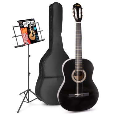 MAX SoloArt Sada klasické akustické kytary se stojanem na noty - Barva černá