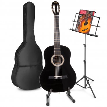 MAX SoloArt Sada klasické akustické kytary se stojany na noty a na kytaru - Barva černá