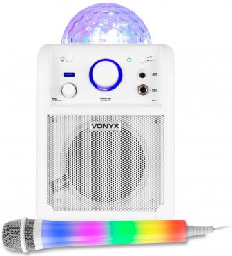 Vonyx SBS50W Karaoke set s BT a LED mikrofonem v bílé barvě