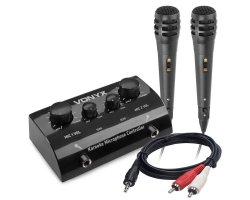 Vonyx AV430B Karaoke Set s 2 mikrofony a kabelem, černý