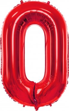 PartyDeco Foliový balón číslo 0, 86cm červený