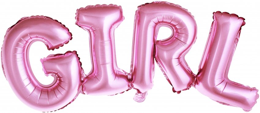 PartyDeco Foliový balón Girl 74x33cm pink
