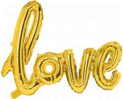 PartyDeco Foliový balón Love zlatý 73x59cm