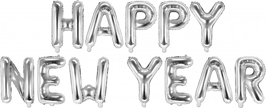 PartyDeco Foliový balón Happy New Year 422x46 cm stříbrný